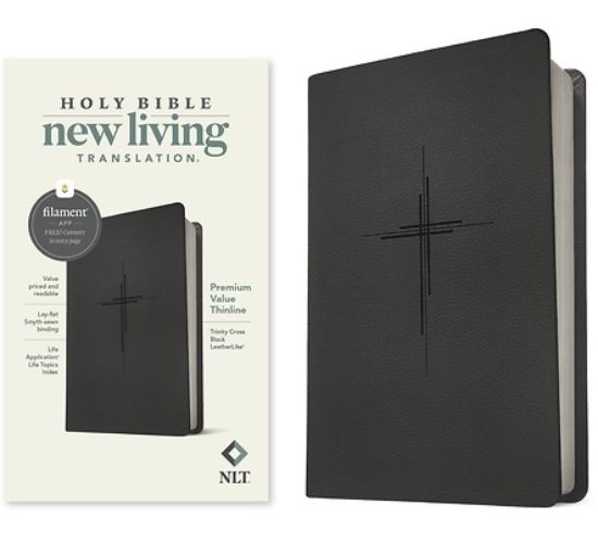 Picture of NLT Premium Value Thinline Bible, Filament-Enabled Edition (Leatherlike, Trinity Cross Black)