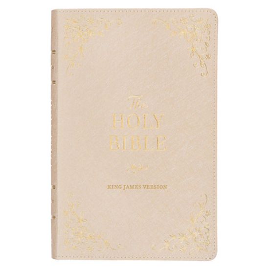 Picture of KJV Holy Bible, Standard Size Faux Leather Red Letter Edition Thumb Index, Ribbon Marker, King James Version, Pearlescent Taupe