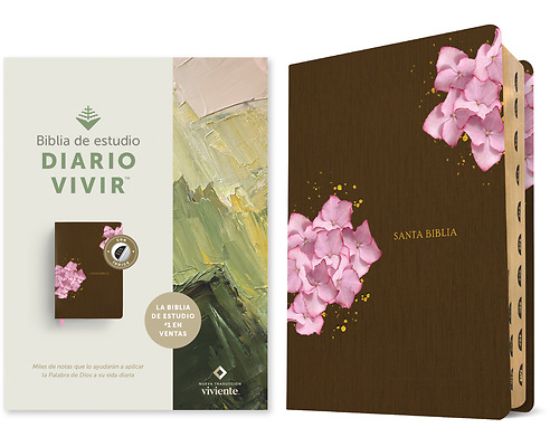 Picture of Biblia de Estudio del Diario Vivir Ntv (Sentipiel, Café/Rosa, Índice, Letra Roja)