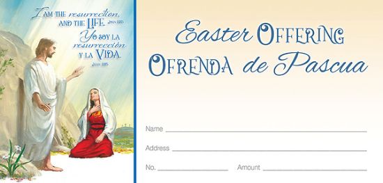 Picture of Easter I am the Resurrection Offering Envelope Bilingual
