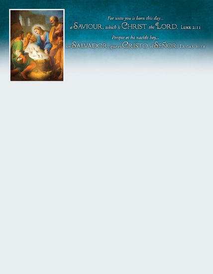 Picture of Christmas Unto is Born Bilingual Letterhead
