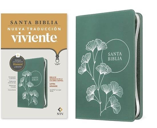 Picture of Biblia de Referencia En La Columna Central Ntv, Letra Grande de Zíper Con Filament (Sentipiel, Verde, Letra Roja)