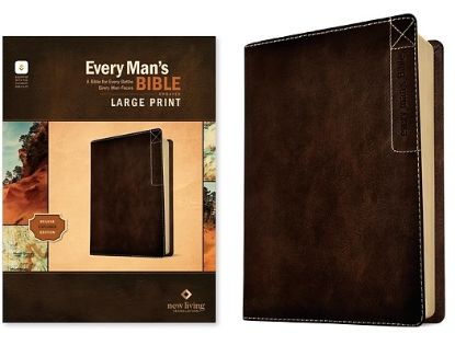 Picture of NLT Every Man's Bible, Large Print, Filament Enabled, Deluxe Explorer Edition (Leatherlike, Rustic Brown, Red Letter)