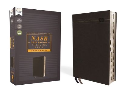Picture of Nasb, Thinline Bible, Large Print, Leathersoft, Black, Red Letter Edition, 2020 Text, Thumb Indexed, Comfort Print