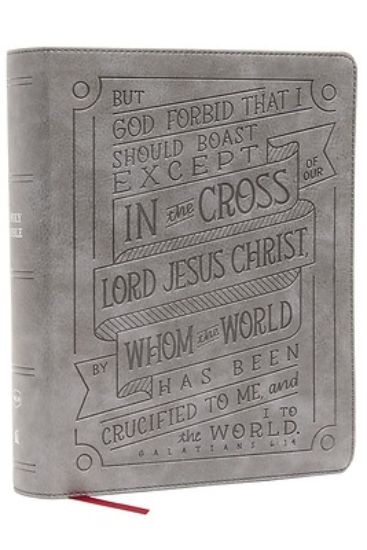 Picture of Nkjv, Journal Reference Edition Bible, Verse Art Cover Collection, Leathersoft, Gray, Red Letter, Comfort Print