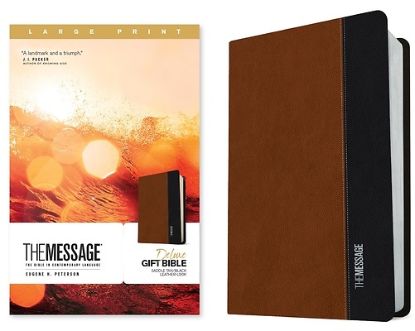 Picture of The Message Deluxe Gift Bible, Large Print (Leather-Look, Saddle Tan/Black)