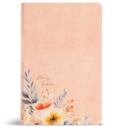 Picture of CSB Large Print Personal Size Reference Bible, Optimal Type, Digital Study Edition, Peach Floral Leathertouch