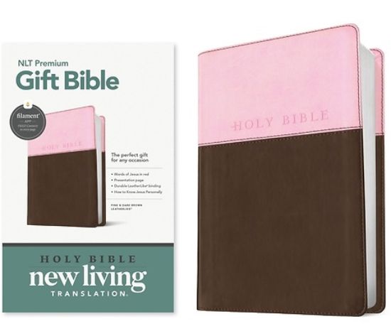 Picture of Premium Gift Bible Nlt, Filament Enabled, Tutone (Leatherlike, Pink/Dark Brown, Red Letter)