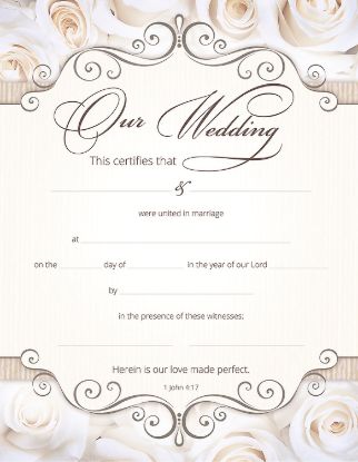 Picture of Our Wedding Full Color Marriage Certificate