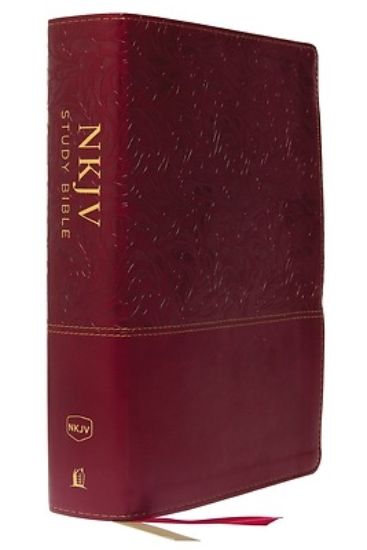 Picture of NKJV Study Bible, Leathersoft, Red, Full-Color, Thumb Indexed, Comfort Print