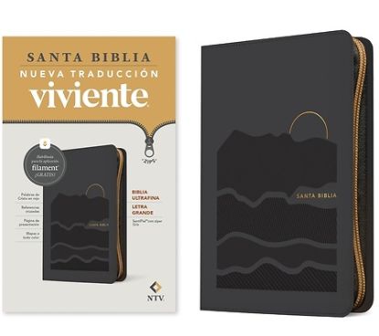 Picture of Biblia Ultrafina Ntv, Letra Grande de Zíper Con Filament (Sentipiel, Gris, Letra Roja)