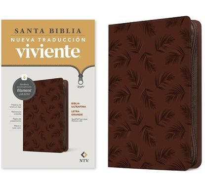 Picture of Biblia Ultrafina Ntv, Letra Grande de Zíper Con Filament (Sentipiel, Palmera Café, Letra Roja)