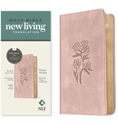 Picture of NLT Pocket Thinline Bible, Filament Enabled (Leatherlike, Blush Pink Flowers, Red Letter)