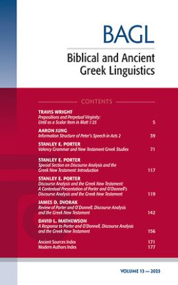 Picture of Biblical and Ancient Greek Linguistics, Volume 13