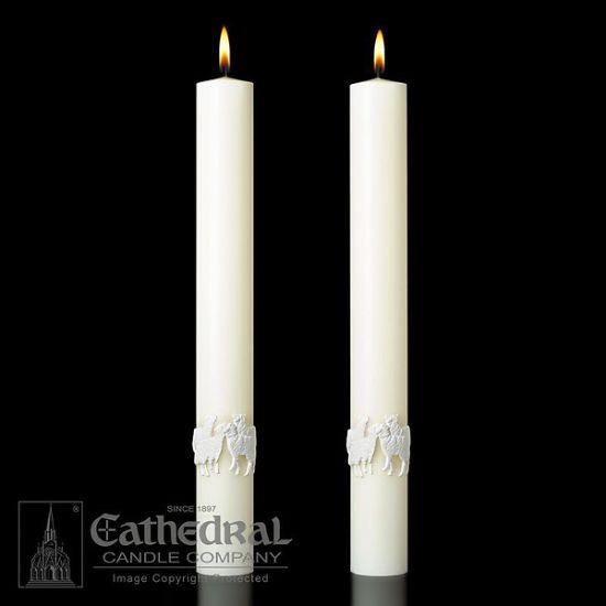 Picture of Good Shepherd Complementing Altar Candles Pair