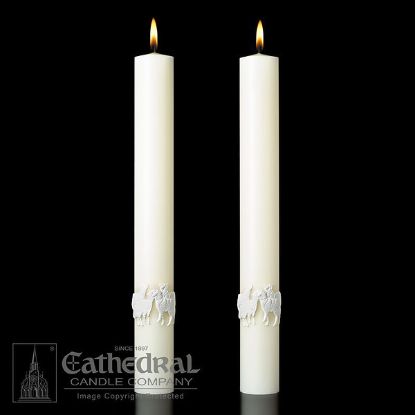 Picture of Good Shepherd Complementing Altar Candles Pair