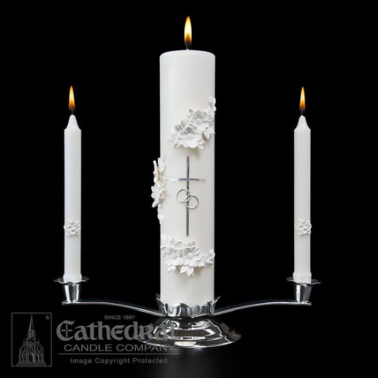 Picture of Holy Matrimony Candle Ensemble - Silver and White