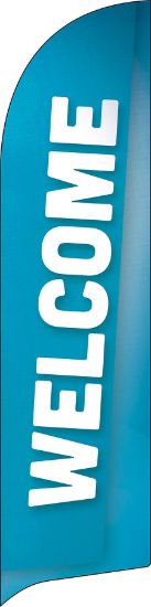 Picture of Welcome Block Letter Blue Flag Banner