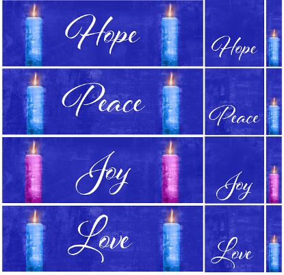 Picture of Four Sided Advent Candles 3-Piece Parament Set - Blue