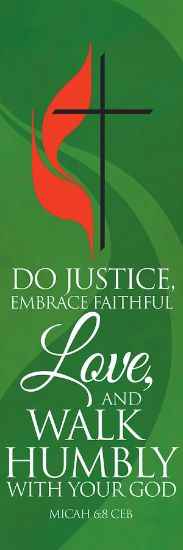 Picture of Cross and Flame Do Justice 2' x 6' Banner