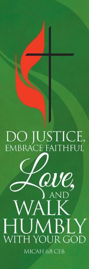 Picture of Cross and Flame Do Justice 18" x 5' Banner