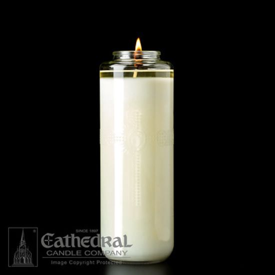 Picture of Cathedral Domus Christi 51% Beeswax 8-Day Glass Bottle Style Sanctuary Light
