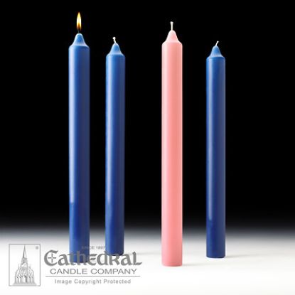 Picture of Cathedral Advent Candle Set 16" X 1-1/2" - 3 Sarum Blue, 1 Rose