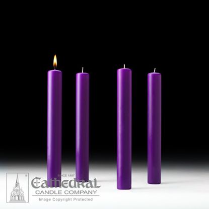 Picture of Cathedral 51% Beeswax Advent Candle Set 12" X 1-1/2" - 4 Purple